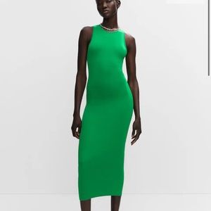 Green midi fitted dress